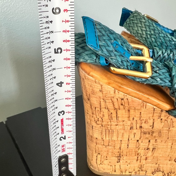 GAP Blue Braided Platform Cork Wedge Sandals - Picture 4 of 7